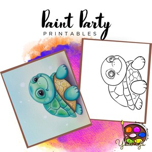 Turtle Pre Drawn Outline Canvas | Diy Paint Party | Adult Paint Party Printable | Canvas Printable | Paint & Sip | Png Digital Download