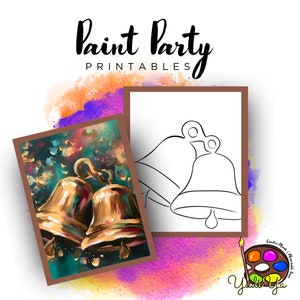 Bells Pre Drawn Outline Canvas | Diy Paint Party | Adult Paint Party Printable | Canvas Printable | Paint & Sip | Png Digital Download