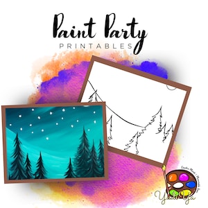 Trees Pre Drawn Outline Canvas | Diy Paint Party | Adult Paint Party Printable | Canvas Printable | Paint & Sip | Png Digital Download