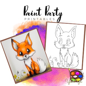 Fox Pre Drawn Outline Canvas | Diy Paint Party | Adult Paint Party Printable | Canvas Printable | Paint & Sip | Png Digital Download
