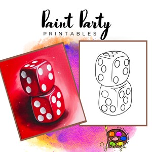 Dice Pre Drawn Outline Canvas | Diy Paint Party | Adult Paint Party Printable | Canvas Printable | Paint & Sip | Png Digital Download