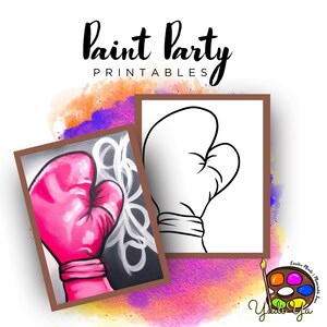 Pink Glove Pre Drawn Outline Canvas | Diy Paint Party | Adult Paint Party Printable | Canvas Printable | Paint & Sip | Png Digital Download