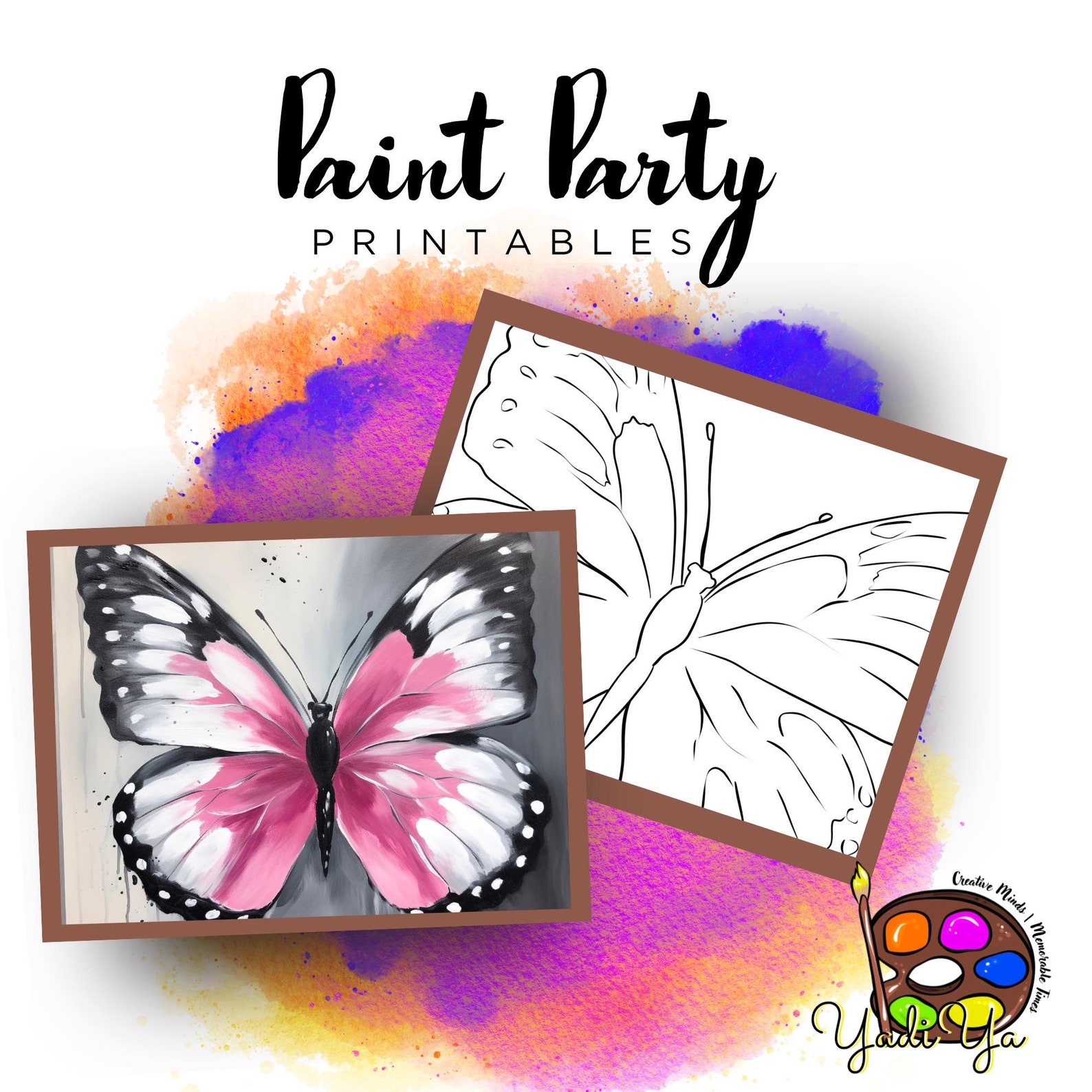 Butterfly Outline Canvas | DIY Paint Party Printable (digital Download ...