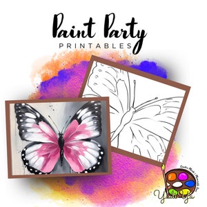 Butterfly Pre Drawn Outline Canvas | Diy Paint Party | Adult Paint Party Printable | Canvas Printable | Paint & Sip | Png Digital Download