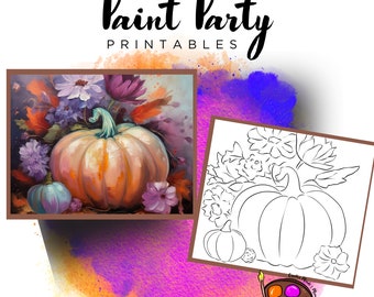 Pumpkin Paint Party Canvas Outline | Printable PNG (Digital Download)