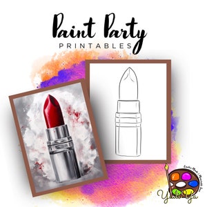 Lipstick Pre Drawn Outline Canvas | Diy Paint Party | Adult Paint Party Printable | Canvas Printable | Paint & Sip | Png Digital Download