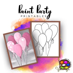 Balloons Pre Drawn Outline Canvas | Diy Paint Party | Adult Paint Party Printable | Canvas Printable | Paint & Sip | Png Digital Download