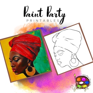 Lienzo con contorno prediseñado de Juneteenth / Fiesta de pintura casera / Fiesta de pintura para adultos imprimible / Lienzo imprimible / Pintura y bebida / Descarga digital PNG