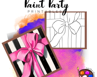Bow Paint Party Canvas | DIY Painting Printable (Digital Download)