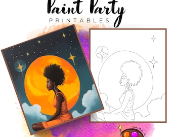 Female Portrait Paint Party Canvas | DIY Art (Digital Download)