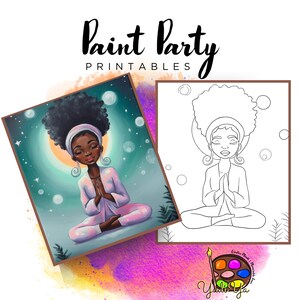 Mujer / Lienzo con contorno prediseñado / Fiesta de pintura casera / Fiesta de pintura para adultos imprimible / Lienzo imprimible / Pintura y bebida / Descarga digital PNG