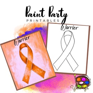 Breast Cancer Pre Drawn Outline Canvas | Paint Party | Adult Paint Party Printable | Canvas Printable | Paint & Sip | Png Digital Download