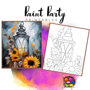 Lantern Pre Drawn Outline Canvas | Paint Party | Adult Paint Party Printable | Canvas Printable | Paint & Sip | Png Digital Download