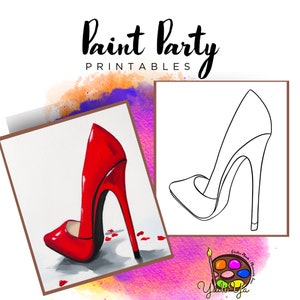 Shoes Pre Drawn Outline Canvas | Diy Paint Party | Adult Paint Party Printable | Canvas Printable | Paint & Sip | Png Digital Download