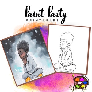 Lienzo con contorno prediseñado para mujer / Fiesta de pintura para adultos / Fiesta de pintura para adultos imprimible / Lienzo imprimible / Pintura y bebida / Descarga digital PNG