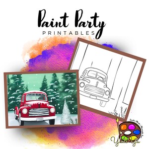 Red Car Pre Drawn Outline Canvas | Diy Paint Party | Adult Paint Party Printable | Canvas Printable | Paint & Sip | Png Digital Download