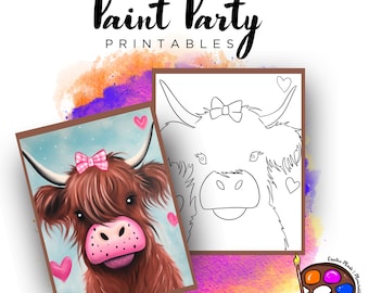 Cow Paint Party Printable | DIY Canvas (Digital Download)