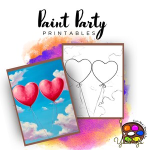 Balloons | Pre Drawn Outline Canvas | Diy Paint Party | Adult Paint Party Printable | Canvas Printable | Paint & Sip | Png Digital Download