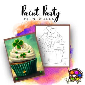 Cupcake | Pre Drawn Outline Canvas | Diy Paint Party | Adult Paint Party Printable | Canvas Printable | Paint & Sip | Png Digital Download