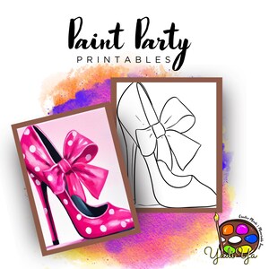 Women Shoes Pre Drawn Outline Canvas | Diy Paint Party | Adult Paint Party Printable | Canvas Printable | Paint & Sip | Png Digital Download