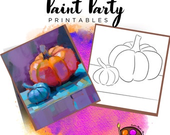 Pumpkin Outline Canvas | Paint Party Printable (Digital Download)