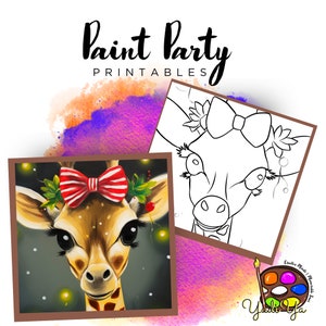 Reindeer Pre Drawn Outline Canvas | Diy Paint Party | Adult Paint Party Printable | Canvas Printable | Paint & Sip | Png Digital Download