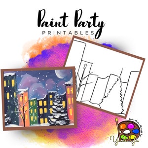 Building Pre Drawn Outline Canvas | Diy Paint Party | Adult Paint Party Printable | Canvas Printable | Paint & Sip | Png Digital Download