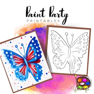 Butterfly Pre Drawn Outline Canvas | Diy Paint Party | Adult Paint Party Printable | Canvas Printable | Paint & Sip | Png Digital Download