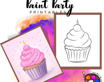Cupcake Paint Party Printable | DIY Canvas (Digital Download)
