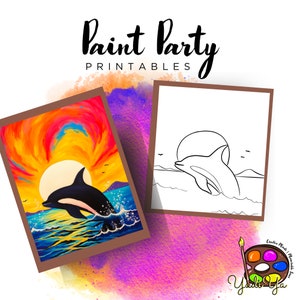 Whale Pre Drawn Outline Canvas | Diy Paint Party | Adult Paint Party Printable | Canvas Printable | Paint & Sip | Png Digital Download