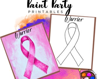 Breast Cancer Ribbon Outline | Paint Party Printable (Digital Download)