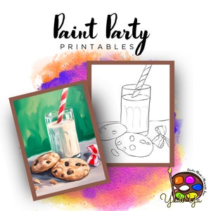 Cookies Pre Drawn Outline Canvas | Diy Paint Party | Adult Paint Party Printable | Canvas Printable | Paint & Sip | Png Digital Download
