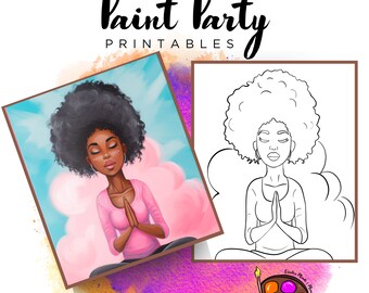 Paint Party Woman Canvas Outline | DIY Art (Digital Download)