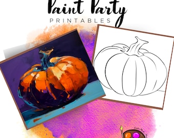 Pumpkin Outline Canvas | Paint Party Printable (Digital Download)