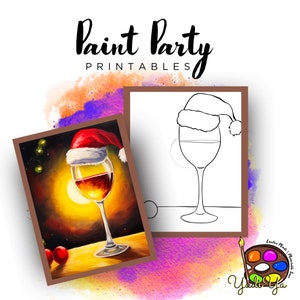 Wine Pre Drawn Outline Canvas | Diy Paint Party | Adult Paint Party Printable | Canvas Printable | Paint & Sip | Png Digital Download