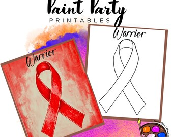 Breast Cancer Ribbon Outline | Paint Party Printable (Digital Download)