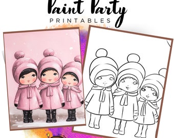 Christmas Paint Party Printable | Pre-Drawn Canvas (Digital Download)