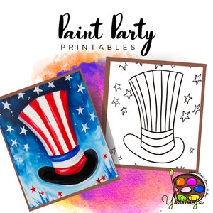Hat Pre Drawn Outline Canvas | Diy Paint Party | Adult Paint Party Printable | Canvas Printable | Paint & Sip | Png Digital Download