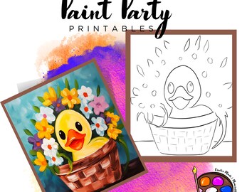 Chick Paint Party Printable | DIY Canvas Outline (Digital Download)
