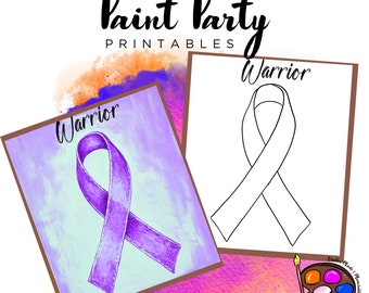 Breast Cancer Ribbon Outline | Paint Party Printable (Digital Download)