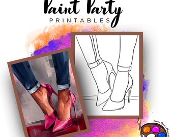 Heels Outline Canvas | DIY Paint Party Printable (Digital Download)