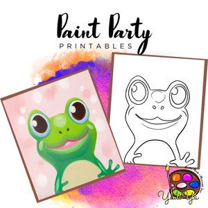 Frog Pre Drawn Outline Canvas | Diy Paint Party | Adult Paint Party Printable | Canvas Printable | Paint & Sip | Png Digital Download