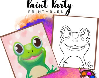 Frog Outline Canvas | DIY Paint Party Printable (PNG Digital Download)