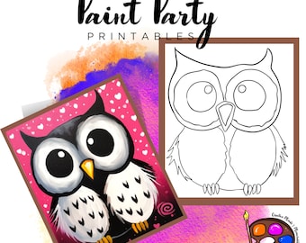 Owl Paint Party Printable | DIY Outline Canvas (Digital Download)