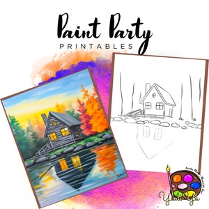 House Pre Drawn Outline Canvas | Diy Paint Party | Adult Paint Party Printable | Canvas Printable | Paint & Sip | Png Digital Download