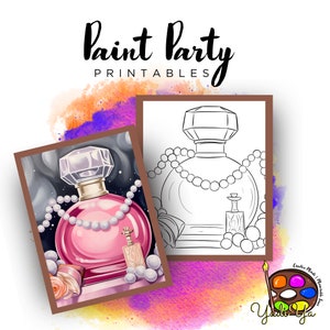 Perfume Pre Drawn Outline Canvas | Diy Paint Party | Adult Paint Party Printable | Canvas Printable | Paint & Sip | Png Digital Download