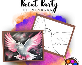 Voorgetekend canvas duif | Afdrukbare DIY Paint Party (digitale png-download)