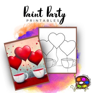 Balloons | Pre Drawn Outline Canvas | Diy Paint Party | Adult Paint Party Printable | Canvas Printable | Paint & Sip | Png Digital Download