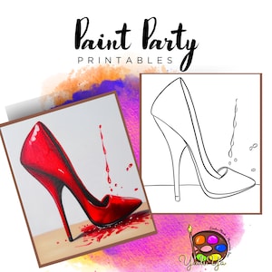 Shoes Pre Drawn Outline Canvas | Diy Paint Party | Adult Paint Party Printable | Canvas Printable | Paint & Sip | Png Digital Download