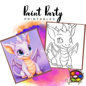 Dragon Pre Drawn Outline Canvas | Diy Paint Party | Adult Paint Party Printable | Canvas Printable | Paint & Sip | Png Digital Download
